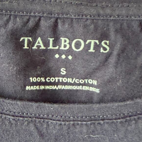 Talbots Navy Blue pullover Long sleeved T-Shirt Christmas Tree Truck size S - Picture 2 of 8